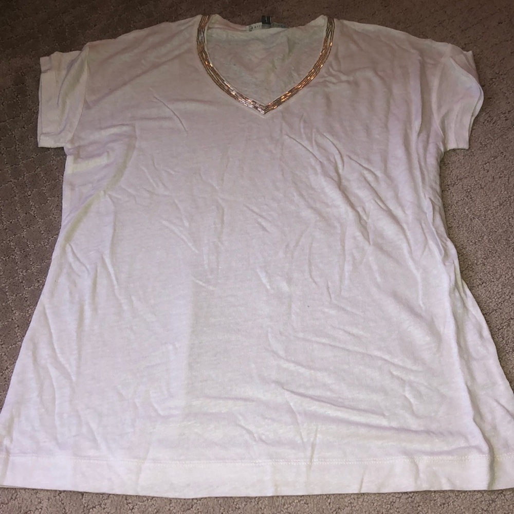NEW white t-shirt with beaded neckline